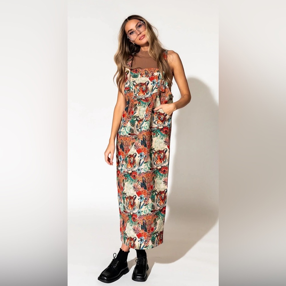 Dressed in Lala Can't Tame Me Overall Dress in Wild Soul Jacquard Size XS